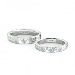 Cặp nhẫn cưới kim cương Heart Beat NCC3015